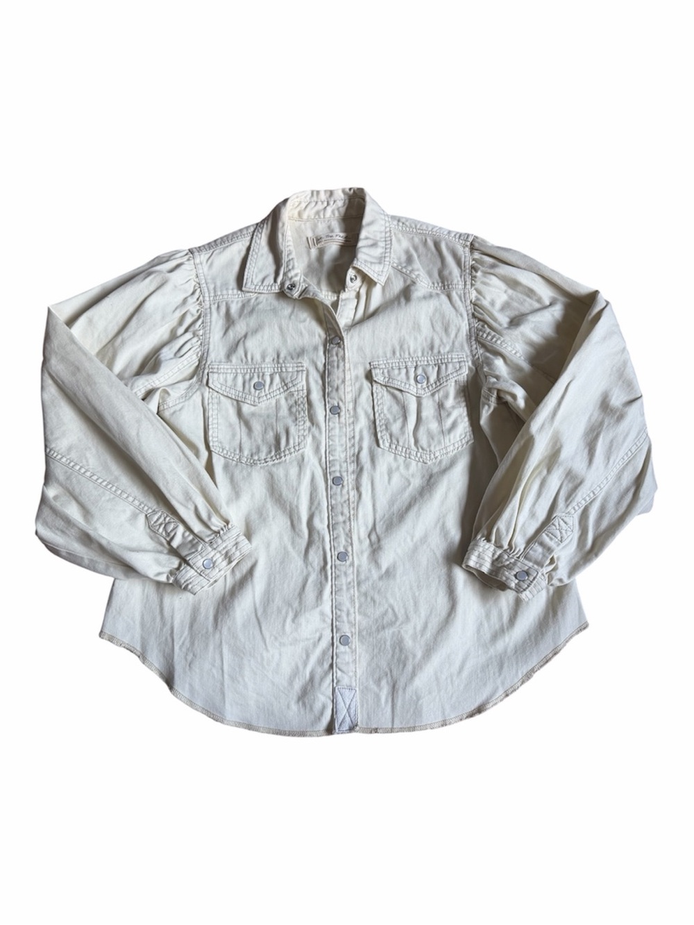 We The Free x Free People With Love White Wash Button Down Shirt US S
